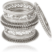 Shining Diva Fashion Latest Antique Design Traditional Bangle for Women (Oxidised Silver) (10418b_2.4)