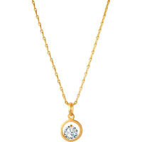 JFL - Jewellery for Less Western Fashion Gold Plated Cubic Zircon Center Solitaire Pendant with Chain for Women and Girls.,Valentine