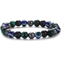 Young & Forever Evil Eye Original Black Tourmaline Beads Nazariya Triple Protection Blue Tiger Eye Bead Women Bracelet for Men Nazar Hand Bracelets Accessories Woman Girls