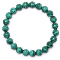 Young & Forever Gift Certified Reiki Crystal Semi Precious Gemstone Malachite Bracelet for Anti-Anxity and Abundance Energy Healing Stone Stretch Bracelet for Men and Women