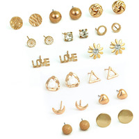 Fashion Frill Delicate Ad Geometric Gold Plated Stud & Drop Earrings For Women Girls Western Stylish Latest Fancy Earrings Set Gift For Sister Combo (Contemporar)