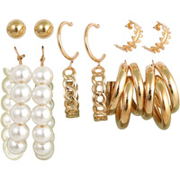 Fashion Frill Womens Jewellery Earrings For Women Pearl Geometric Gold Plated Stud & Drop Earrings For Women Girls Western Stylish Latest Fancy Earrings Set Combo