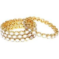Shining Diva Fashion Set of 4 Latest Traditional Design Gold Plated Kundan Bangles for Women, white, 2.8, 11331b_2.8