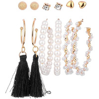 Shining Diva Fashion Latest Stylish Combo Design 6 Pairs Metal Earrings for Women and Girls (12756er), Golden