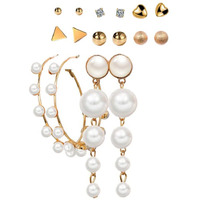 Shining Diva Fashion Latest Stylish Combo Design 8 Pairs Metal Earrings for Women and Girls (12770er), Golden, 1