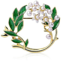 SANNIDHI Brooch for Women Enamel Alloy Gardenia Saree Brooch Pin Elegant Pearl Floral Suit Brooch for Blouse, Dress, Blazer, Scarf - with Gift Box