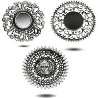 YouBella Jewellery Afghani Oxidised Silver Plated Combo of 3 Rings for Women and Girls (Adjustable Size) (Style 4)