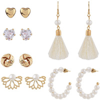 Shining Diva Fashion Latest Stylish Combo Design 6 Pairs Metal Earrings for Women and Girls (12732er), Golden