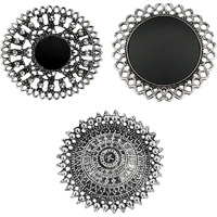 YouBella Jewellery Afghani Oxidised Silver Plated Combo of 3 Rings for Women and Girls (Adjustable Size) (Style 3)