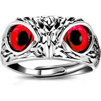 Fashion Frill Mens Jewellery Silver Ring For Boys Stainless Steel Adjustable Finger Rings for Men and Boys Accessories Jewellery for Men | Birthday Gift for Men and Boys (Red 1)