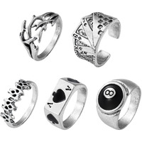 Shining Diva Fashion Latest Stylish Metal Boho Midi Finger Rings for Women and Girls - Set of 5 (14199r), Silver