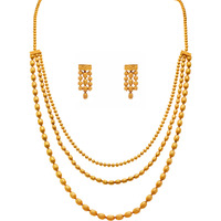 JFL - Jewellery for Less Gold Plated Necklace & Earrings Set for Women (Gold Necklace (Dangler Earring)),Valentine