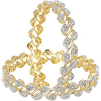 ZENEME Bangle Gold Plated American Diamond Studded Sparkling Leafy Designed Set Of 2 Bangle Jewellery For Girl and Women (2.4)