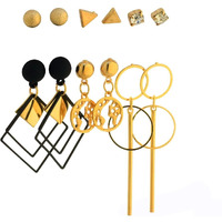 Fashion Frill Delicate Ad Geometric Gold Plated Stud & Drop Earrings For Women Girls Western Stylish Latest Fancy Earrings Set Combo (Contemporary)