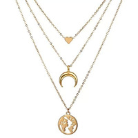 YouBella Multi Layer Heart Moon Map Gold Plated Necklace for Girls/Women