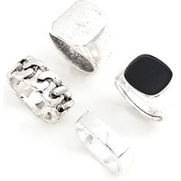 Shining Diva Fashion Latest Stylish Metal Boho Midi Finger Rings for Women and Girls - Set of 4 (rrsd14200r), Silver