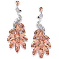 YouBella Jewellery Valentine Collection AAA Swiss Zircon Peacock Earings Earrings for Girls and Women (Peach)