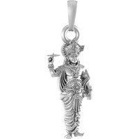 AKSHAT SAPPHIRE Sterling Silver (92.5% purity) God Krishna Pendant for Men & Women Pure Silver Lord krishan/Radha Krishna/Bal Gopal Locket for Good Health & Wealth