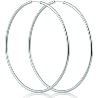 SIVYAA Pure 925 Sterling Silver Plain Round Hoop Bali Earrings for Women Men Boys & Girls, Diameter 50mm Large