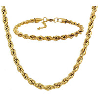 Nakabh Handmade Stainless Steel Chain Necklace Bracelet for Men Boys (0203) Golden Rope