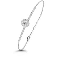 MINUTIAE Silver Plated Bracelet Oval Shape Solitaire Cut Diamond Crystals Cubic Zirconia Adjustable for Women & Girls Jewelry for Gift