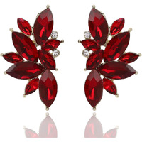 Shining Diva Fashion Latest Stylish Traditional Crystal Stud Earrings for Women (Red) (11097er)