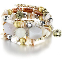 Jewels Galaxy Marvelous Bohemia Beads Multi Strand Plushy Bracelet for Women/Girls (CT-BNG-49021)