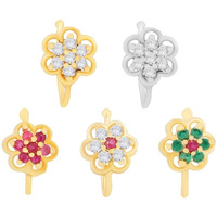 VAMA Fashions Nosepin without Piercing Clip on Pressing type Nath nose ring pin Stud for Women & Girls (nose pins without piercing)