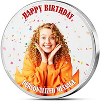 MOHUR Personalized Happy Birthday 5 Gm Coloured (999) Pure Silver Coin