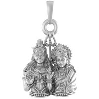Akshat Sapphire Sterling Silver (92.5% purity) God Shiv Parvati Pendant for Men & Women Pure Silver Lord Shiva and Maa Parvati Locket for Good Health & Wealth