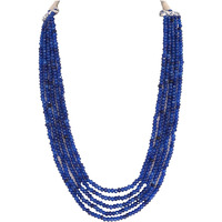 Ratnavali Jewels Five Layer Blue Color Real Blue Sapphire Onyx Stone Beads Necklace for Women and Girls (Five Layer) RV2223B