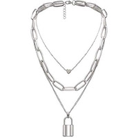 YouBella Jewellery for women Lock Heart Pendant Necklace for Women & Girls (Silver)