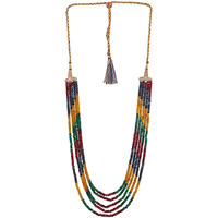 Ratnavali Jewels Five Layer Multi-Colour Real Ruby Emerald Onyx Stone Beads Necklace for Women and Girls (Multi Color Five Layer) (Five Layer)