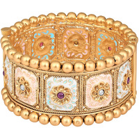 Peora Gold Plated Meenakari Work Thick Single Piece Openable Kadaa Bangle Ethnic Jewellery for Women (Size- 2.4 inch)