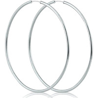 SIVYAA Pure 925 Sterling Silver Plain Round Hoop Bali Earrings for Women Men Boys & Girls, 45mm Large