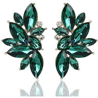 Shining Diva Fashion Latest Stylish Traditional Green Crystal 18K Non Precious Base Metal Stud Earrings for Women (11096er)