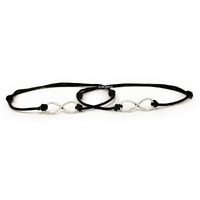 KUKSHYA JEWELLERS 925 Sterling Silver INFINITY Charm Black Thread Anklet Adjustable For Women & Girls (TP 102) (2 PIECE)