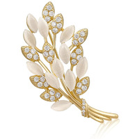 SANNIDHI Brooch for Women Pearl Gardenia Saree Brooch Pin Enamel Alloy Elegant Flower Suit Brooch for Blouse, Dress, Blazer, Scarf - with Gift Box (Gold Wheat)