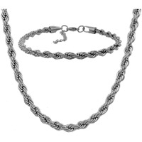 Nakabh Handmade Stainless Steel Chain Necklace Bracelet for Men Boys (0202) Silver Rope