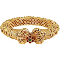 Peora Gold Plated Thick Single Piece Openable 2.4 inch Kadaa Bangle Traditional Gokhru Ethnic Jewellery for Women