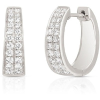 MINUTIAE Solitaire Diamond Hoop Earrings for Women and Girls with Crystal for Stylish,Western and Fashion (Silver)