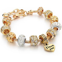 Shining Diva Fashion Latest Stylish Gold Crystal Charm Gift Bracelet for Women and Girls (15740b)