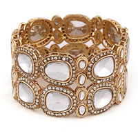 Shining Diva Fashion Latest Stylish Design Traditional Kundan Bangles for Women(14824b_2.4)(Gold)
