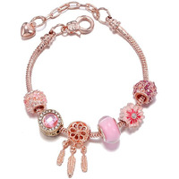 Shining Diva Fashion Latest Stylish Rose Gold Crystal Charm Gift Bracelet for Women and Girls (15737b)