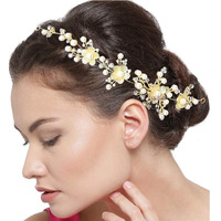 YouBella Fashion Jewellery Floral Stone Hair Chain Clip With Pins accesories For Women and Girls (Gold)