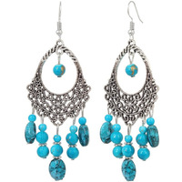 Shining Diva Fashion Oxidised Silver Bohemian Latest Traditional Earrings for Women & Girls (Blue)(8927er)