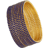 Shining Diva Fashion Set Of 12 Latest Traditional Design Gold Plated Bangle for Women (15478b_2.6) (Blue)