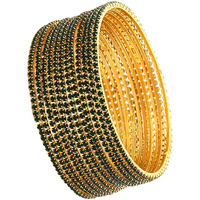 Shining Diva Fashion Set Of 12 Latest Traditional Design Gold Plated Bangle for Women (15474b_2.4) (Green)