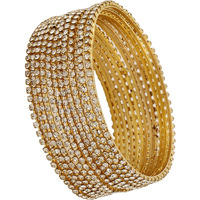 Shining Diva Fashion Set Of 12 Latest Traditional Design Gold Plated Bangle for Women (15476b_2.4) (Gold White)