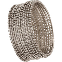 Shining Diva Fashion Set Of 12 Latest Traditional Design Gold Plated Bangle for Women (15479b_2.4) (Silver)